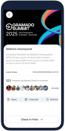 Tela inicial do app com eventos próximos Event home close